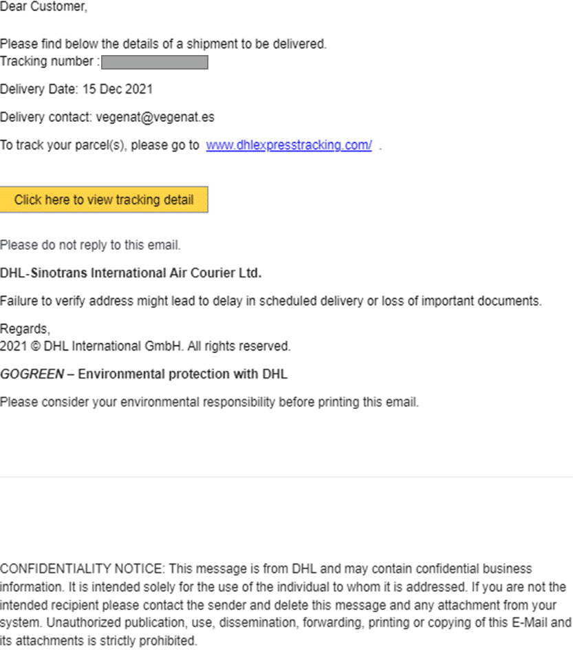 dhl phishing email